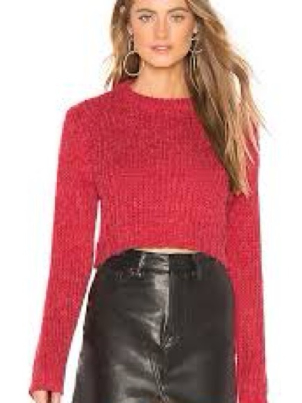 Revolve-by the way. Red Crewneck Cropped Sweater